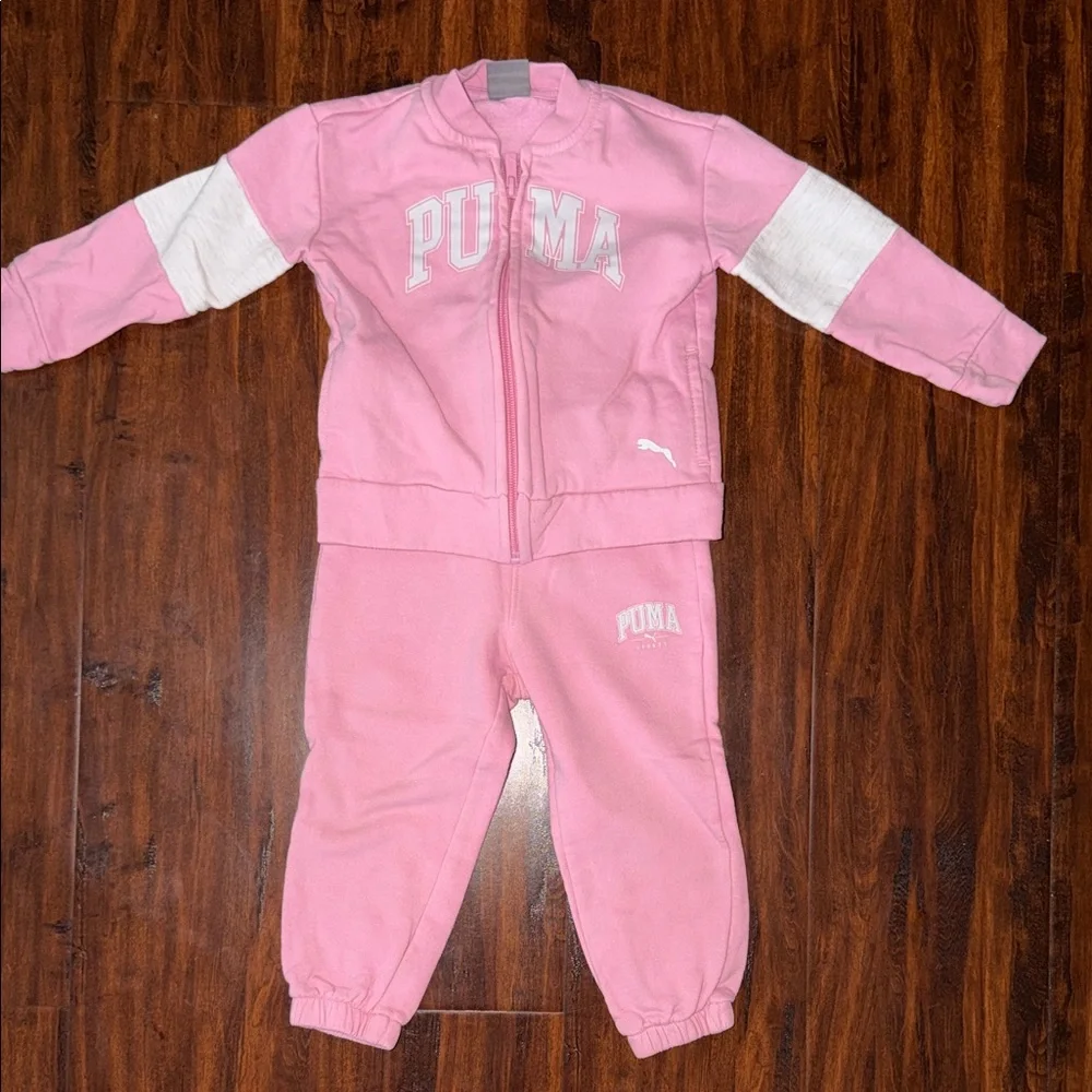Baby Girl PUMA Pink and White Tracksuit